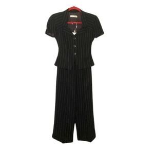 Emporio Armani Vintage Pinstripe Wool Pantsuit Blazer Trousers IT 38 US 2-4